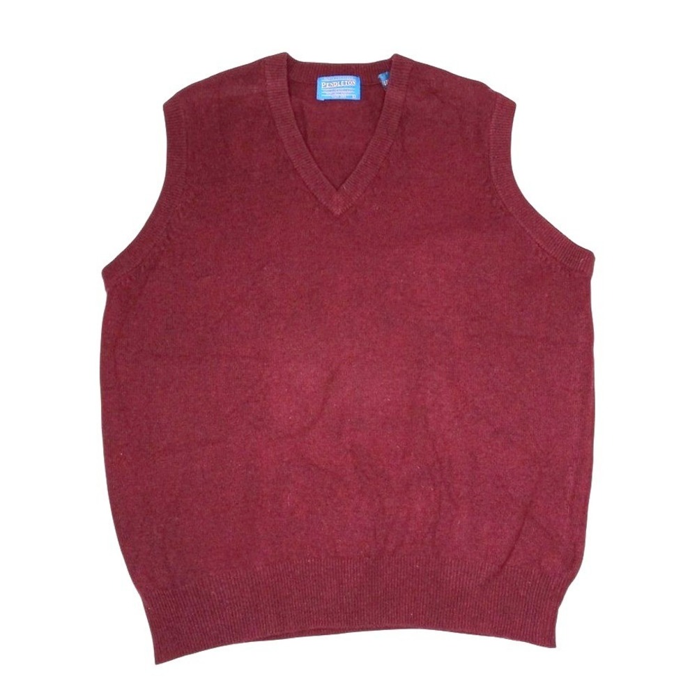 Vintage Pendleton Men's V Neck Sweater Vest Burgundy 100%‎ Lambs Wool Size L